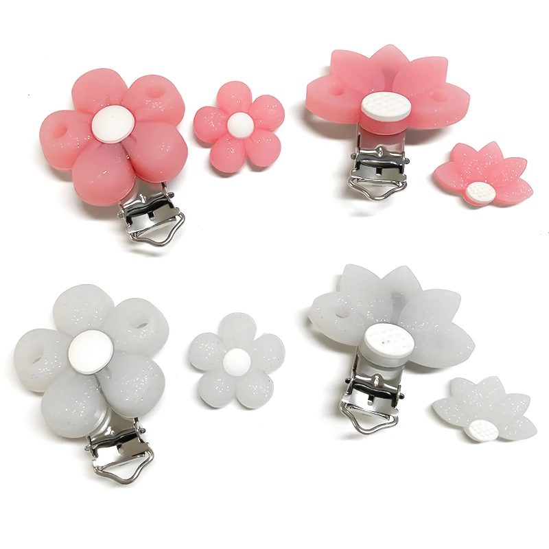 3/10Pcs Silicone Flower Beads Pacifier Clips for DIY Nipple Chain Bead Pen Bead Jewelry Accessories
