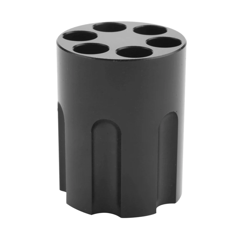 Revolver Pen Holder With 6 Slot Cylinder Design Heavy Duty Non-Slip Aluminum Alloy Office Creative Ornament