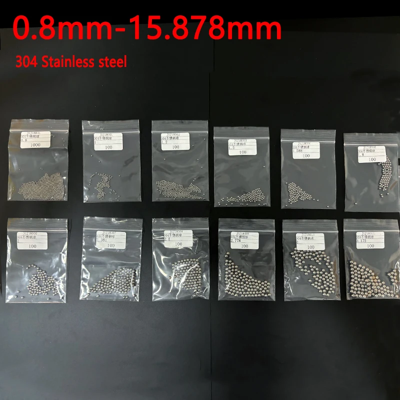 High Precision 304 Stainless Steel Solid Ball Dia 0.8 - 15.878mm Precision Bearing Steel Marbles Slingshot Smooth Assortment Kit