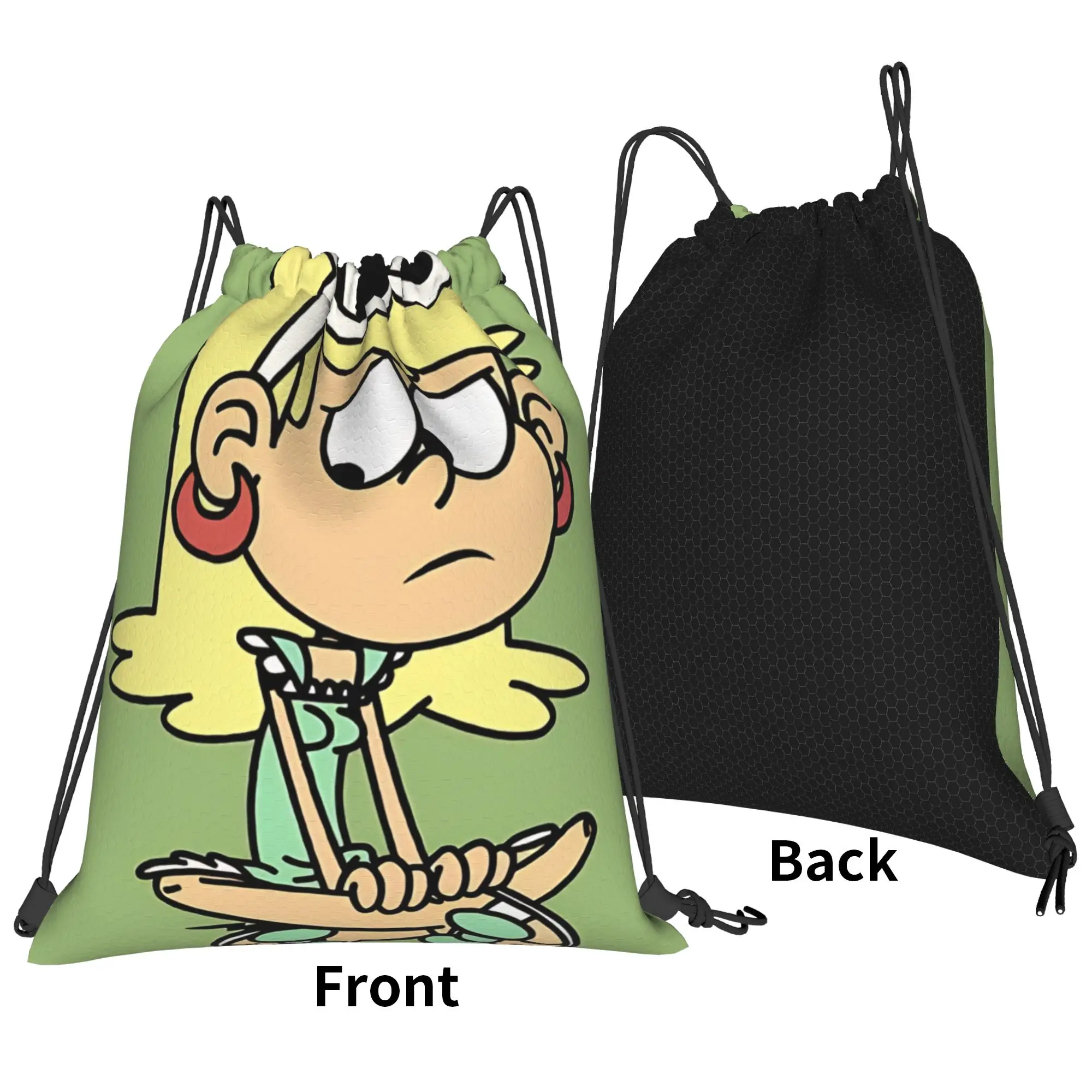 The loud house classic cartoon Portable Travel Riding Gym Drawstring Storage Sporty Backpacks