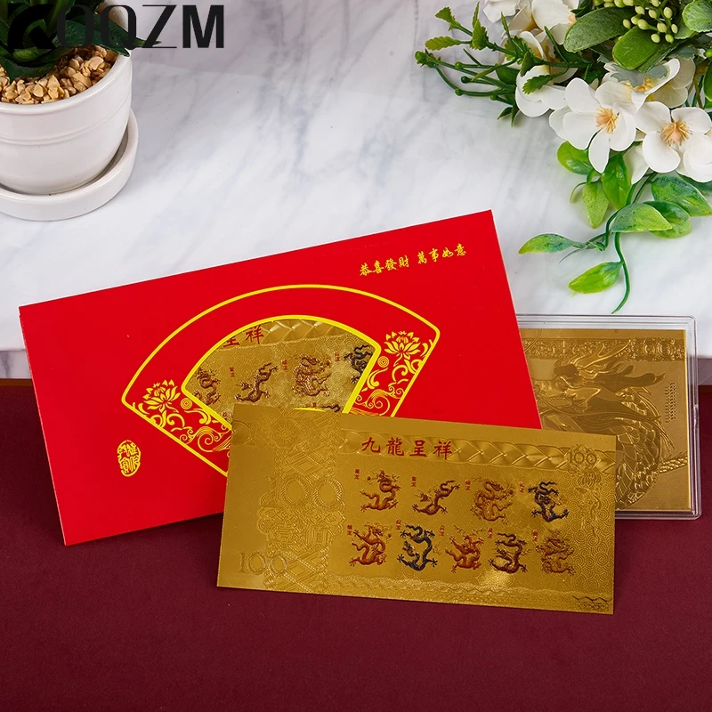 2024 Dragon Year Note Coin Gold Plated Celebrating Commemorative Notes For Collection Home Decor Lucky Bag Guest Gift Crafts