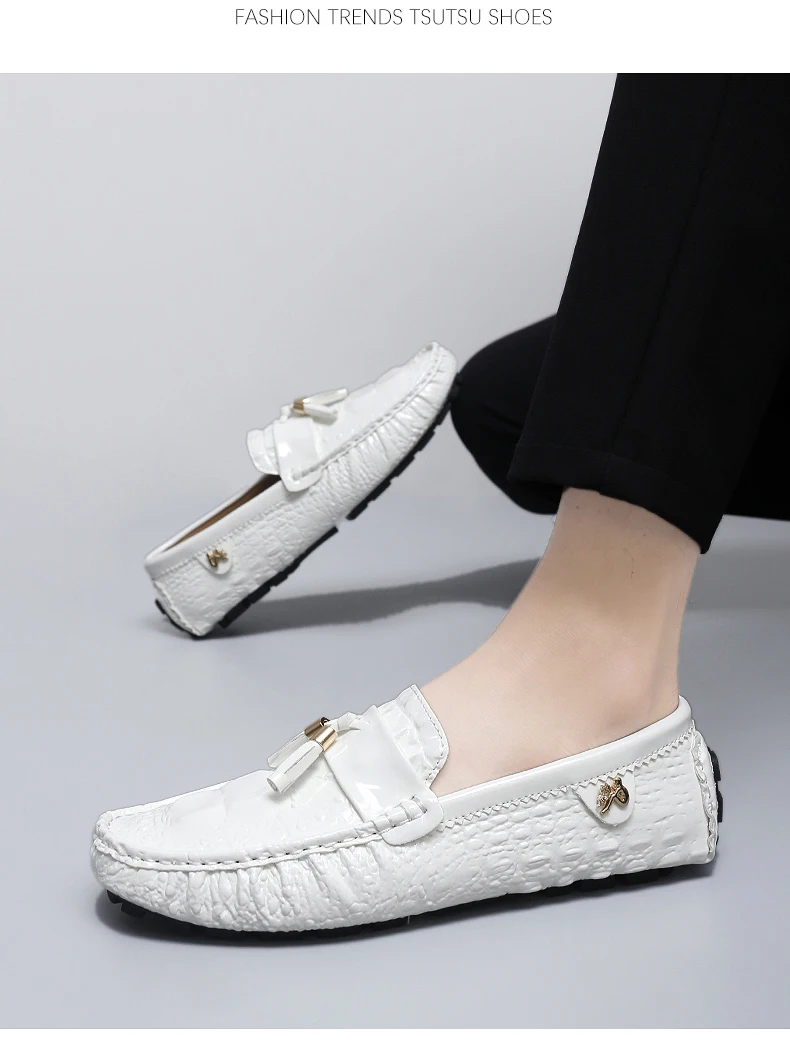 2025 Neuer Stil Handgefertigte Quasten-Loafer für Herren, Atmungsaktive Trendige Leichte Luxus-Krokodilmuster Slip-On Freizeit-Loafer, Unisex Fahrschuhe – Detail 19