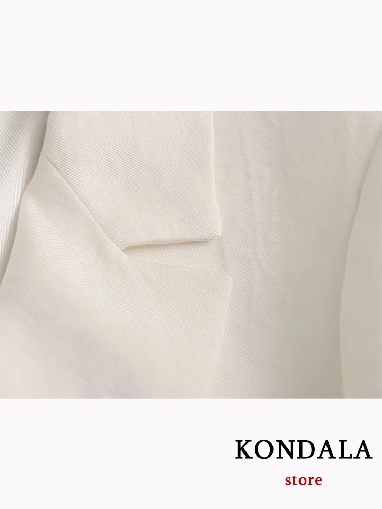 KONDALA Office Lady White Blazer Long Sleeve Single Button Pockets Loose Blazer New Fashion 2023 Autumn Oversized Jackets Coats