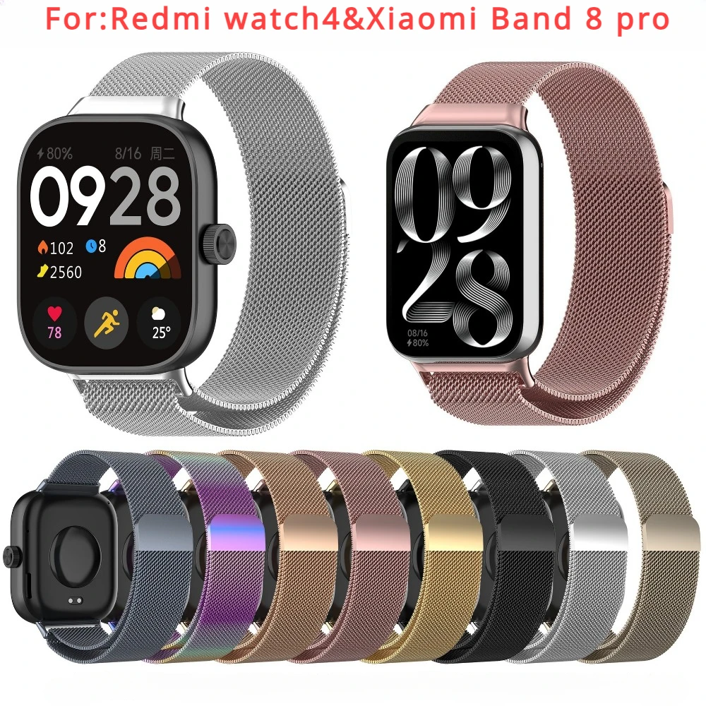 Stahl Mailand Magnetband für Redmi Watch4 Smart Armband Ersatz Armband für Xiaomi Band 8 Pro Metall Armband