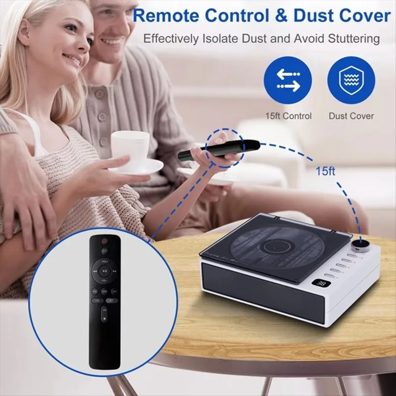 Rechargeable CD Player with Display, Bluetooth Speaker, HiFi Sound, Retro Design, Unique Gift for Desktop Bedroom Home Decor