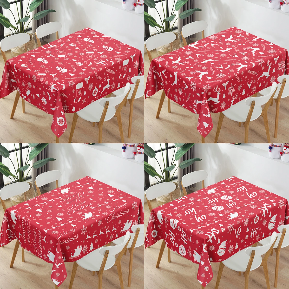 Christmas Tablecloth Merry Christmas Decorations For Home Table 2024 Navidad Noel Xmas Tablecloth Decor Happy New Year Gift 2025