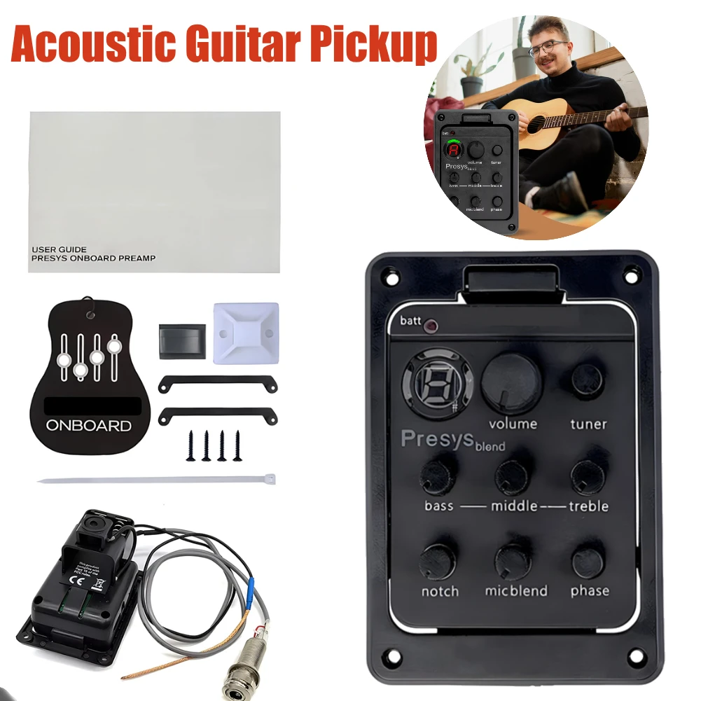 201/301 Classic Acoustic Guitar EQ Tuner Piezo Pickup Onboard Preamps 4-Band Equalizer Mic Blend Preamp for Fishman Presys+