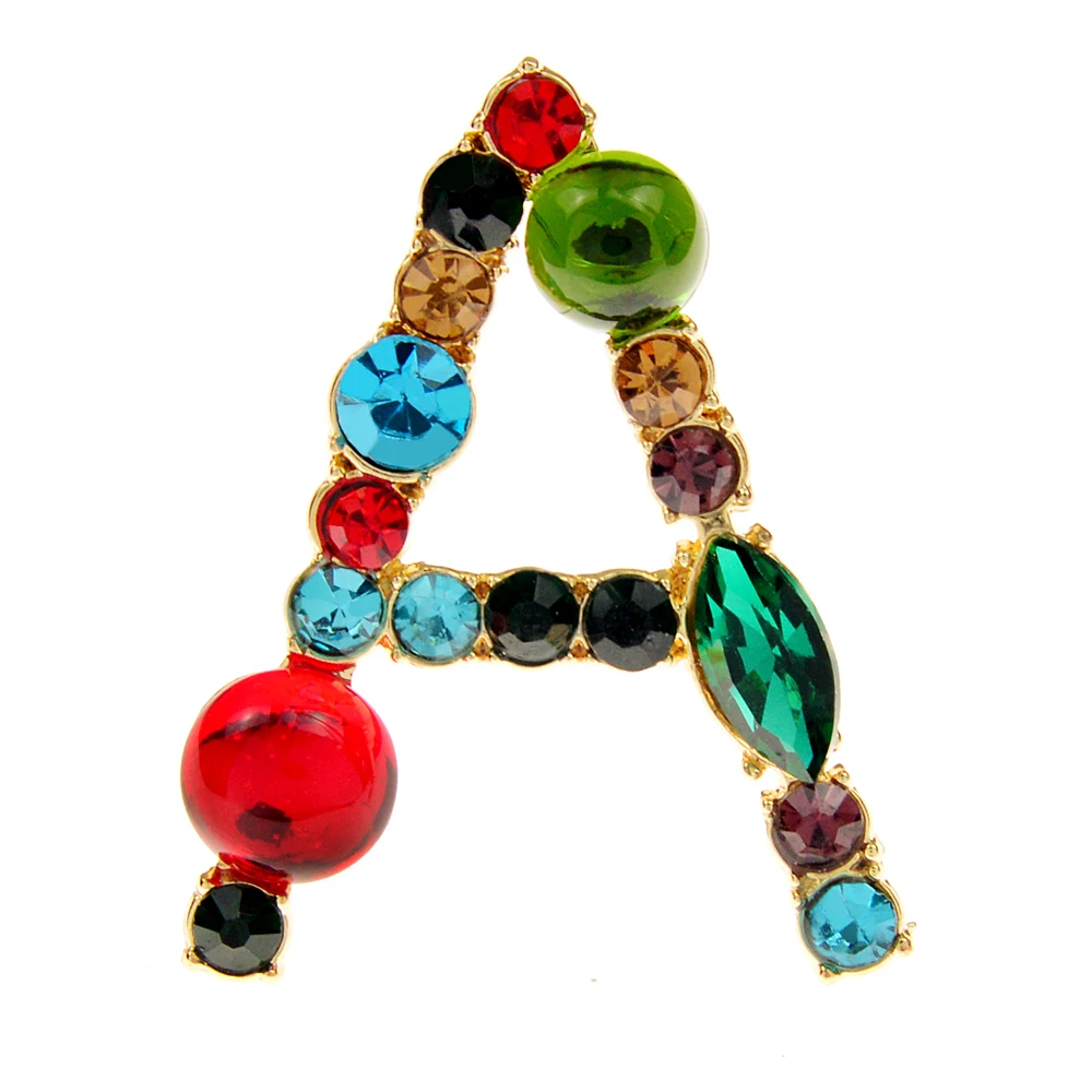 CINDY XIANG 26 Letters Rhinestone Alphabet Brooch Letter Pin Colorful Design Fashion Jewelry ABC Pin High Qulaity Winter Gift