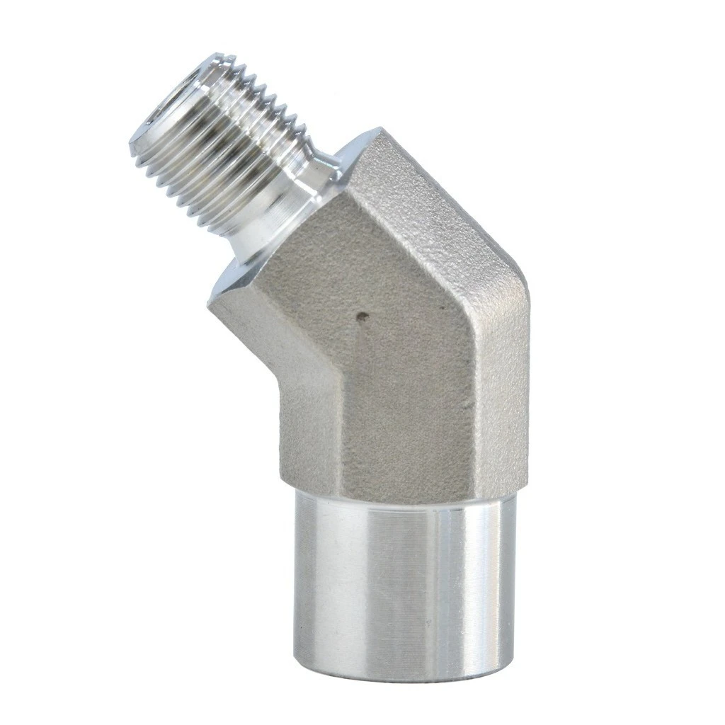1/8" 1/4" 3/8" 1/2" BSP Female To Male Thread 304 Stainless Steel High Pressure 45 Degree Elbow Forging Pipe Fitting Adapter