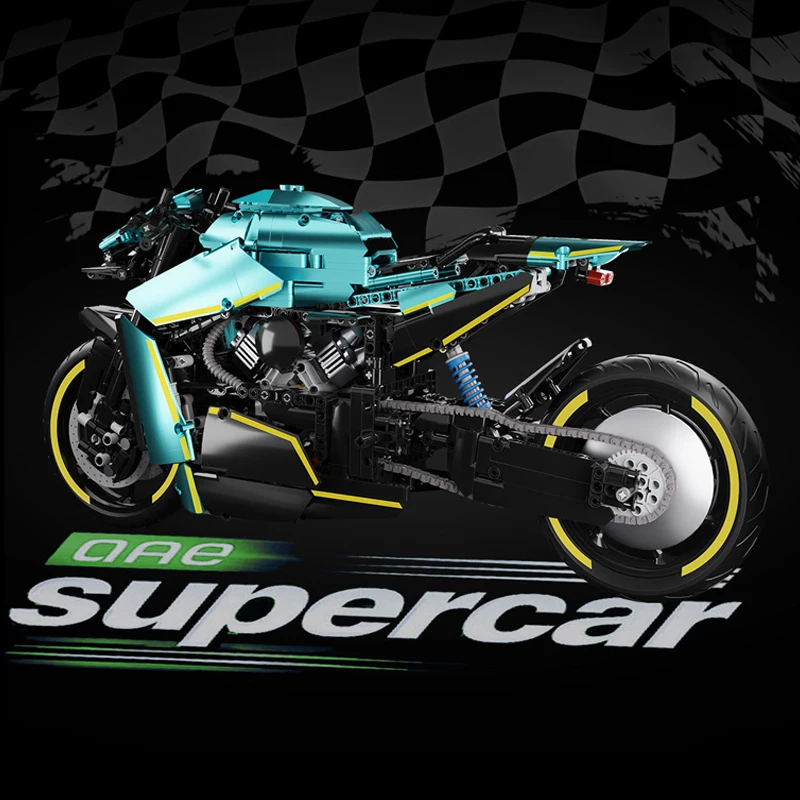 En STOCK MOC técnico 1:5 motocicleta deportes bloques de construcción de automóviles ladrillos modelo de ensamblaje juguetes para niños conjunto de regalo de cumpleaños