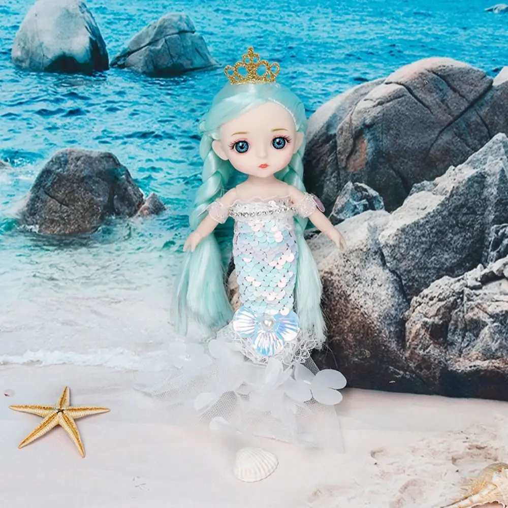 둥근 얼굴 큰 눈 16cm BJD 인형 16cm 피규어 가동식 BJD 인형 13 관절 1/12 스케일 귀여운 얼굴 BJD 인형 소녀 장난감