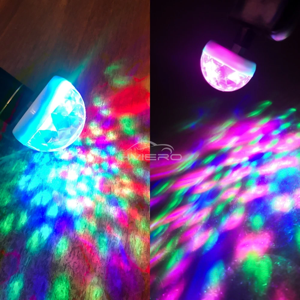 1X Araba Oto USB DJ RGB Mini Renkli Müzik Ses LED USB-C IOS Tatil Partisi Karaoke Atmosfer Lambası Hoş Geldiniz 5V Top Lazer Işığı