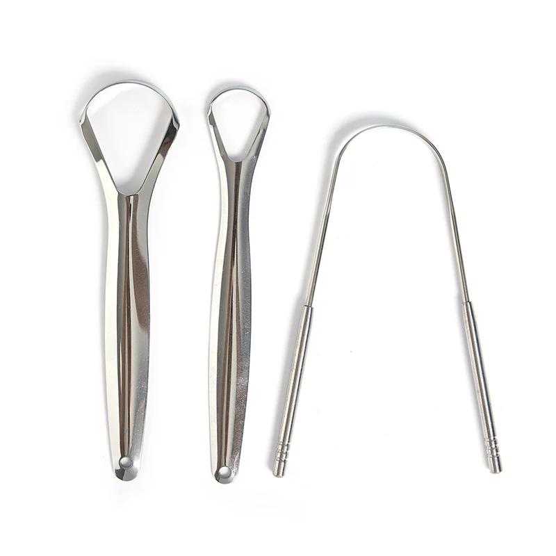 

1/3PC/Set Stainless Steel Reduce Bad Breath Tongue Scraper Cleaner Srape Reusable Ecofriendly Tongue Brush Fresh Breath Scraper