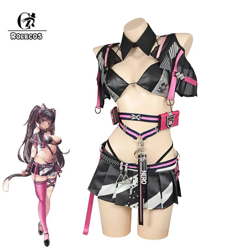 ROLECOS NIKKE-Costume de Déesse de la VicQuantité Nero Cosplay pour Femme, Uniforme Sexy Chat Fille, Halloween, Carnaval Trempé