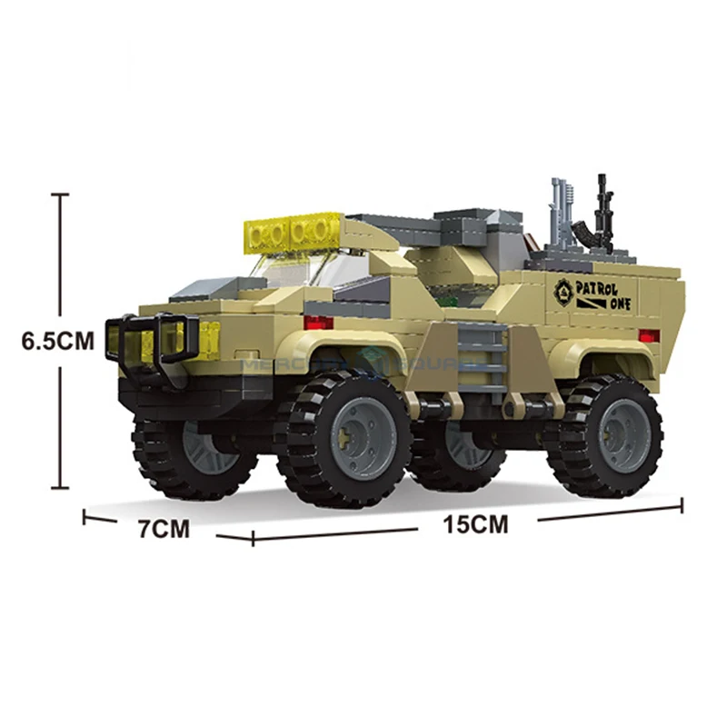 Caminhão de combate veículo blindado moc 61111, modelo de carro, tijolos, blocos de construção militares, kit de brinquedo de alta tecnologia do exército, presente para crianças aldult