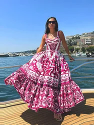 Floral A Line Holiday Dress Women Fsahion vita alta Puff Hem Maxi Vestidos 2023 Fashion Banquet Prom abiti formali Lady