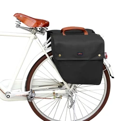 Tourbon Vintage Bicycle Saddle Bag Rear Seat Pouch Bike Pannier Roll-up Luggage Waterproof Canvas Carrier 23L Bike Accessorries