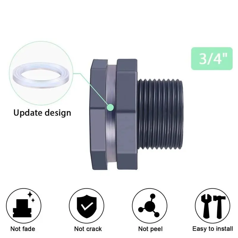 SHGO-Garden Spigot Adapter PVC Plastic Water Tank Connector Soild Solid Rain Hose For Aquariums 3/4