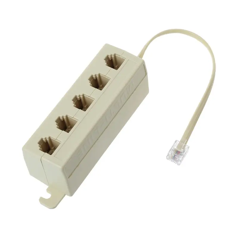 Venda Quente Adaptador divisor modular de linha telefônica de 5 vias rj11 6p4c para 6p4c bege