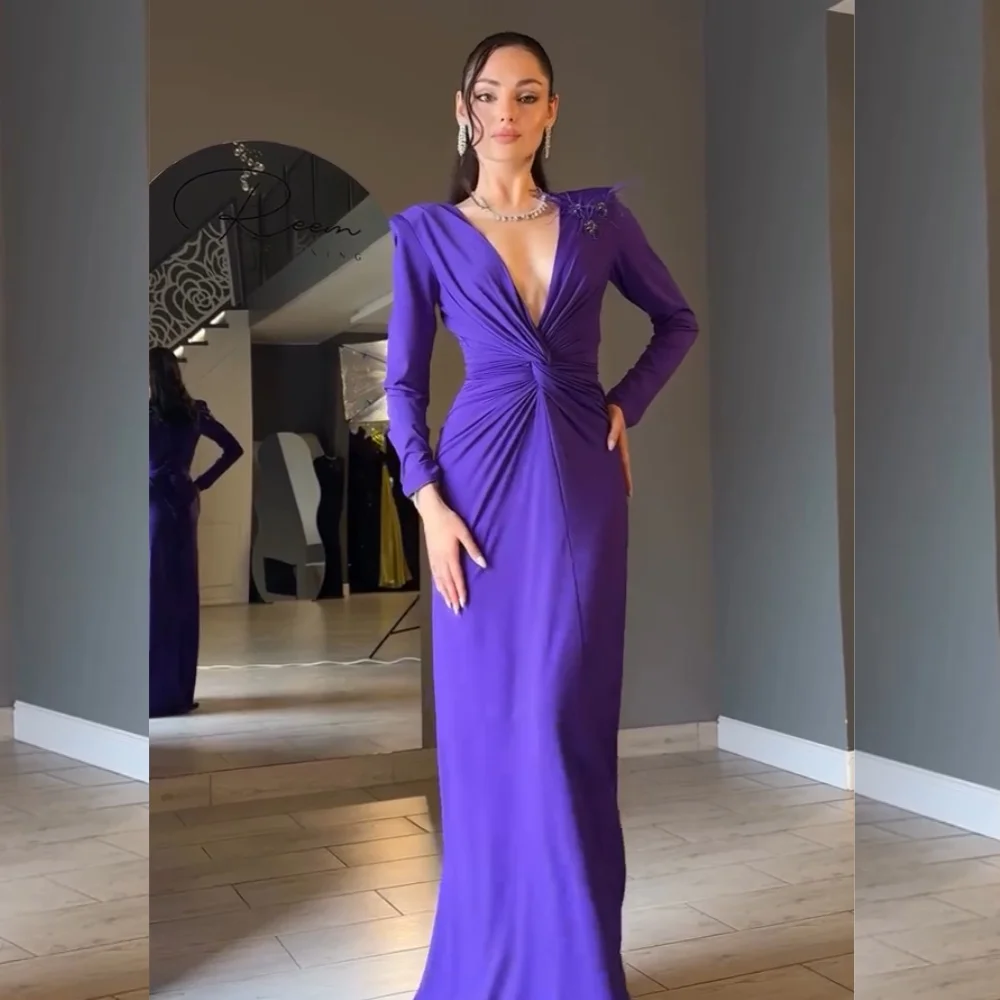 Customized Sparkle Pleat Sequined Straight V-neck Long Evening Dresses Luxury 2025 Matching High Quality