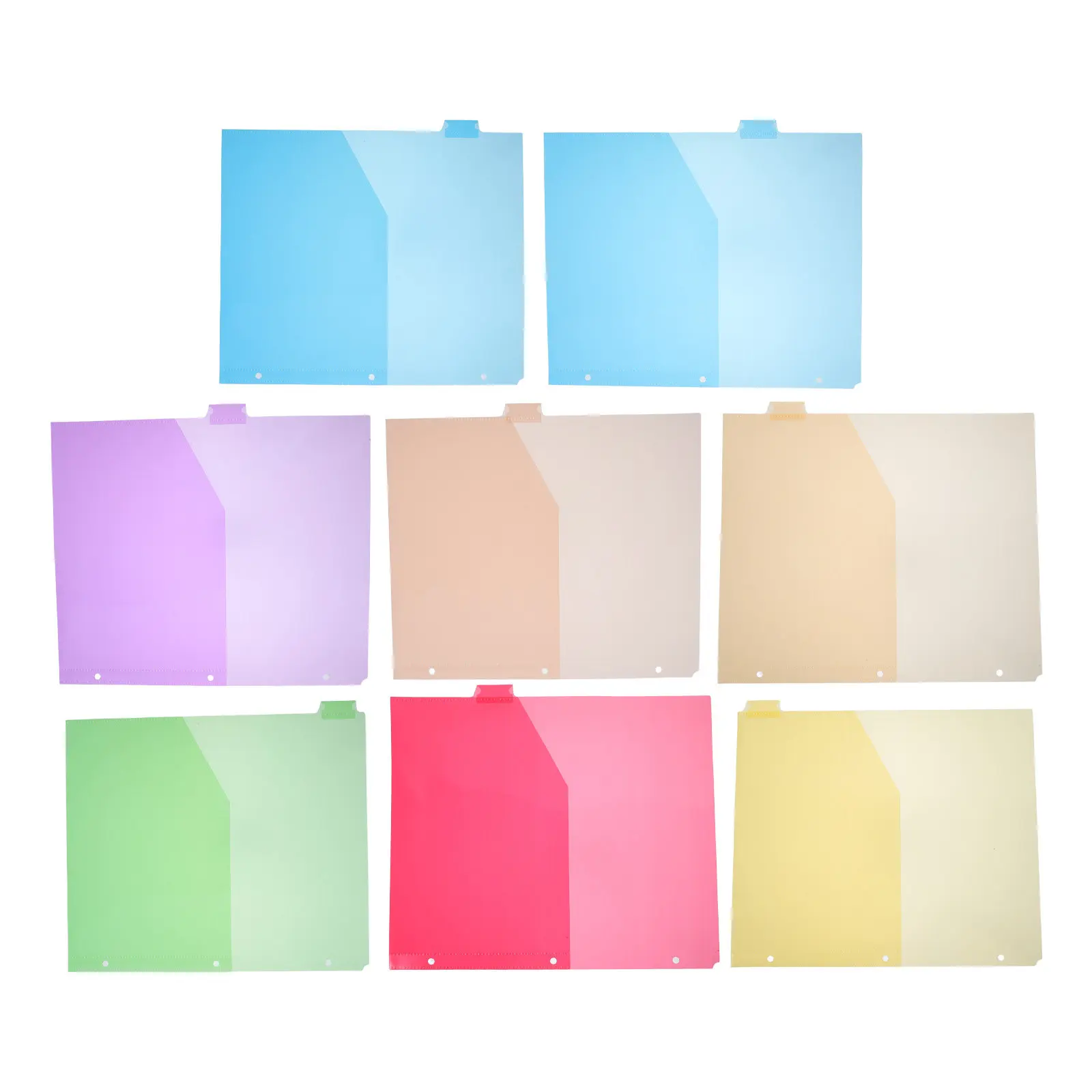 

8Pcs Plastic Binder Dividers with Pockets 3 Hole Punched Index Page Divider Tabs for Loose Leaf Paper Document Storage School