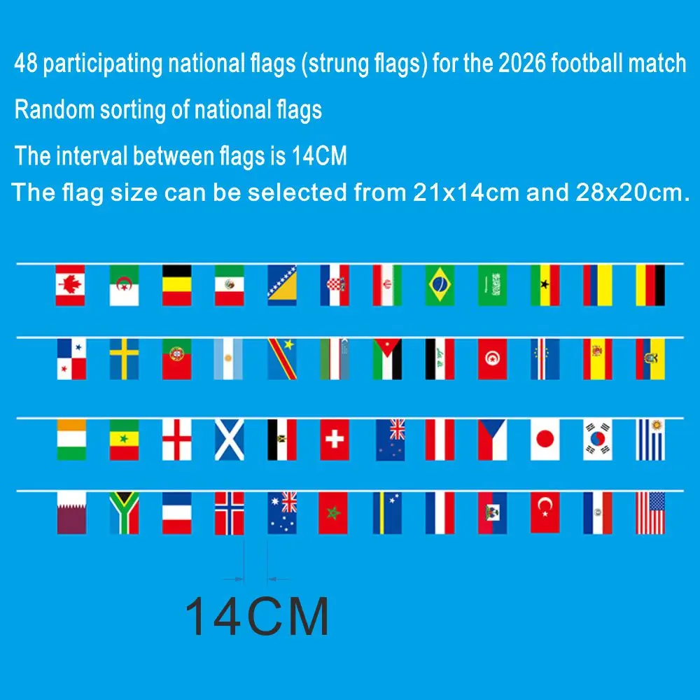 2026 Football Cup Flag 14x21cm Small World Flag Hanging Flag Bar Store Supermarket Cup banner for decoration