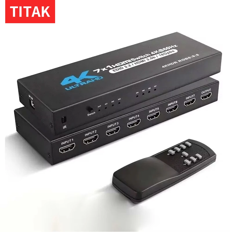 4K 60HZ HDMI Switch 7x1 4x1 3x1 HDMI 2.0 Switcher Audio Video Converter for PS3 PS4 XBOX DVD PC To TV HDTV Monitor or Projector