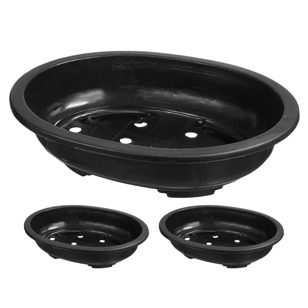 

3 Pcs Large Oval Plastic Flower Pot Bonsai Planter Nursery Pots Training Garden Outdoor Plants Growing Big Decorative Succulent