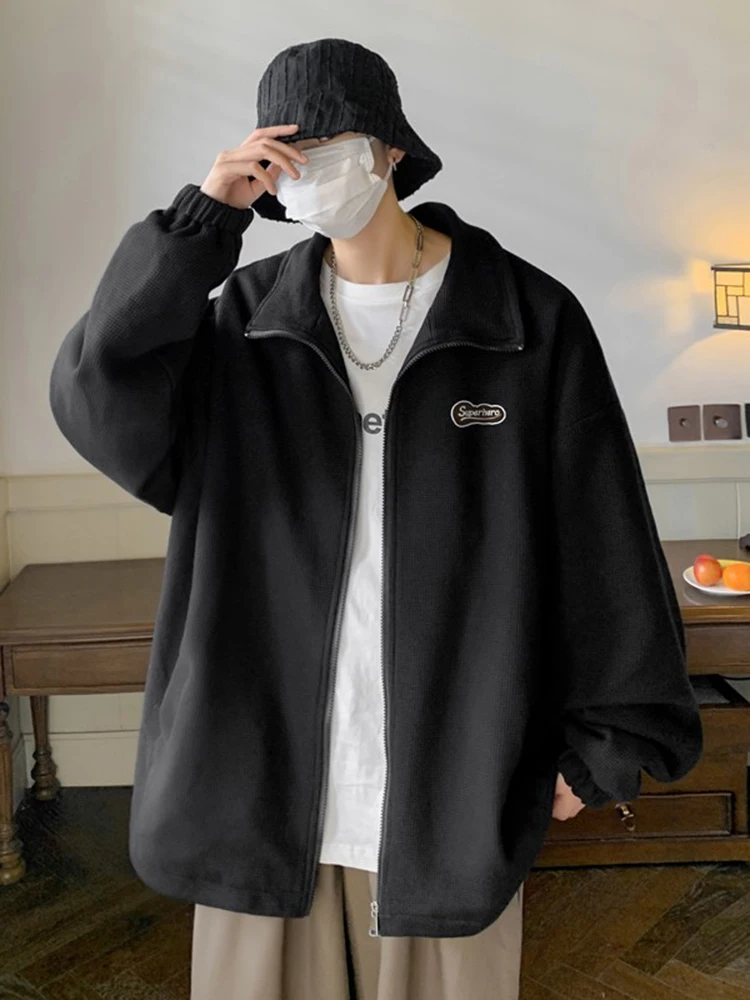 

Oversize Zipper Hoodie Spring Autumn Men's Loose Open Cardigan Stand Collar Jaet Trendy Brand Couple's Clothing