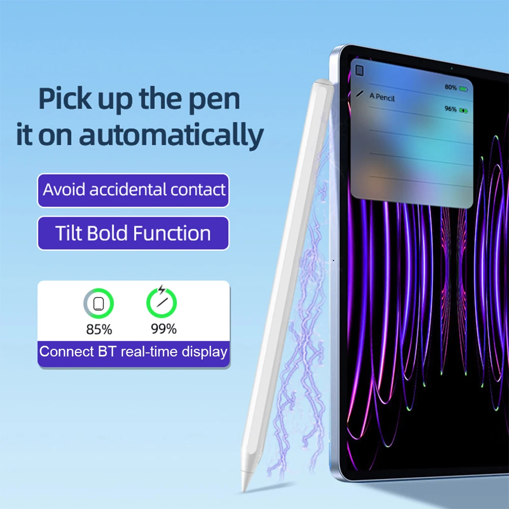 For Apple Pencil Stylus Pen for iPad 2018-2024 Tilt Sensitivity Tablet Touch Pen Palm Rejection Touch Pencil for iPad Mini 5/6th