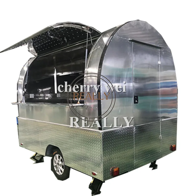 

2m Hot sale stainless steel mobile food cart food truck food cart trailer with light