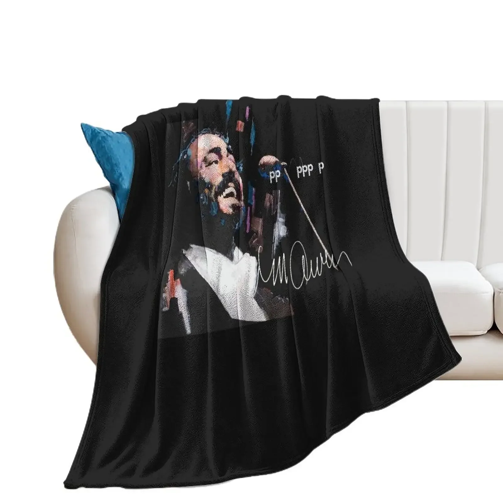 Original Portrait of Luciano Pavarotti Throw Blanket Nap decorative Decorative Sofa Blankets