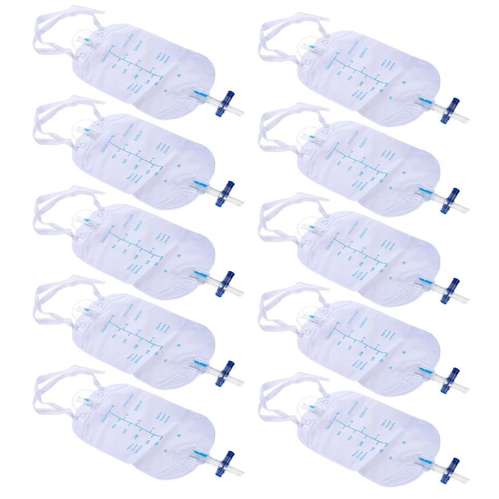 

10pcs Urine Storage Bag 500ml Wearable Thickened PVC Urinary Bags Leg Patient Drainage Anti Leakage Practical Durable