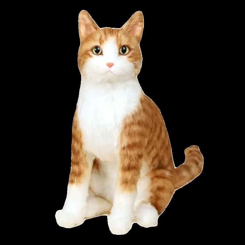 Simulated Animal Cat Plush Toy Orange Cat Pet Doll Companion Gifts Decoration 38x22cm DY10405