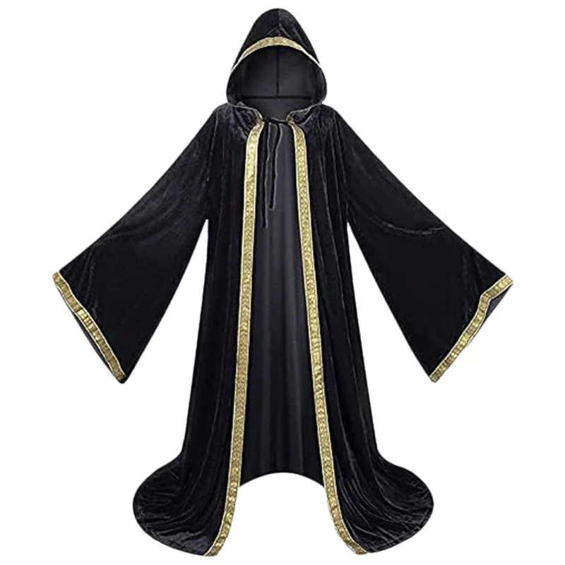 Capa da morte Halloween com capuz capa Meidieval Robe fantasia para cosplay adulto