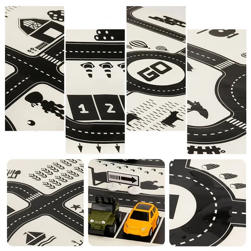 Kids Playmat City Traffic Car Park Play Mat Waterproof Parking Lot Kids Rug Boy Girl Educational Toys for Children Map