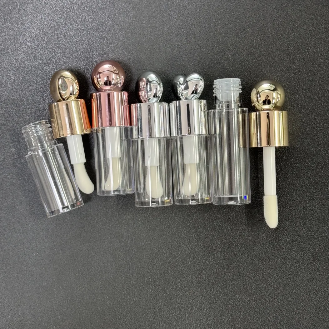 شعار مخصص أنابيب ملمع الشفاه بالجملة فارغة إعادة الملء البلاستيك الشفاف أنبوب ملمع الشفاه حاويات مستديرة التعبئة والتغليف 4 مللي عصا كبيرة 50 قطعة #6