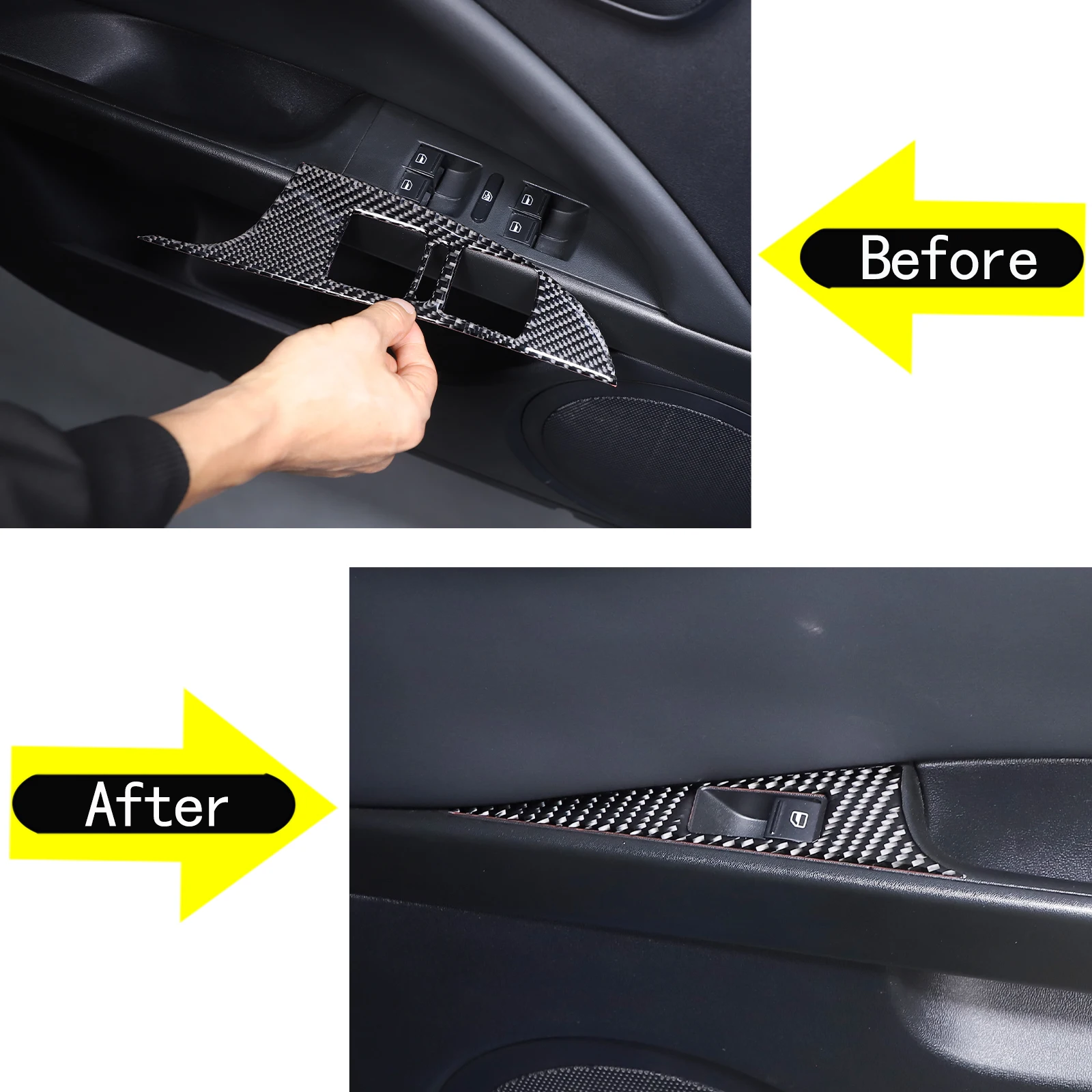 Soft Carbon Fiber Car Inner Door Glass Lifting Frame Panel Trim Sticker For SEAT Leon León Mk2 2008-2012 Car Accessories