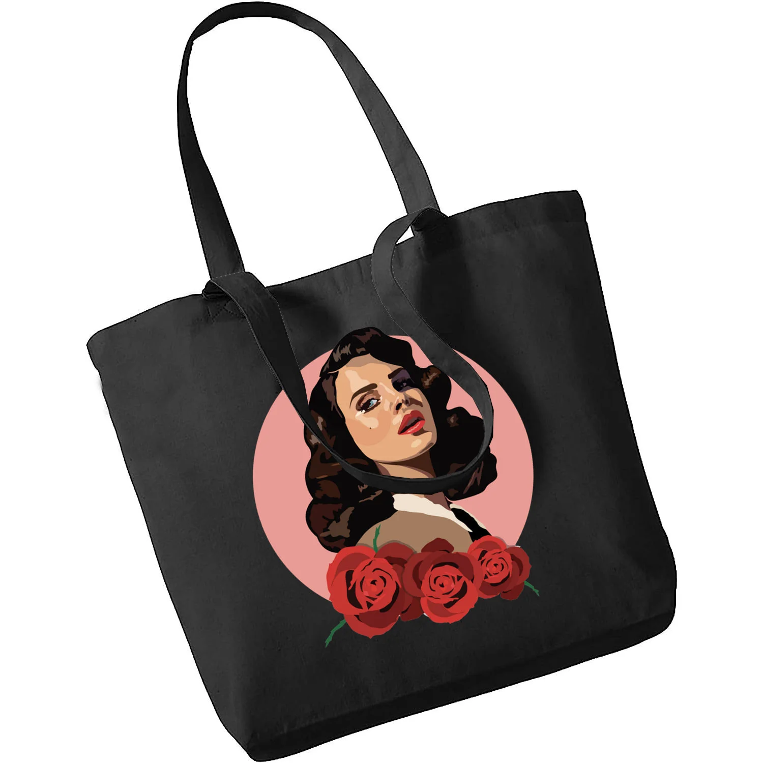 Lana Del Rey Ldr Y2K Women Hand Bag with Free Shipping Low Price Black Canvas Canvas Tote Ladies