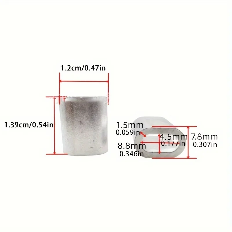 30Pcs Oval Wire Rope Ferrules, Durable Cable Ferrule Sleeves for Secure Wire Rope Fixing, Industrial Hardware