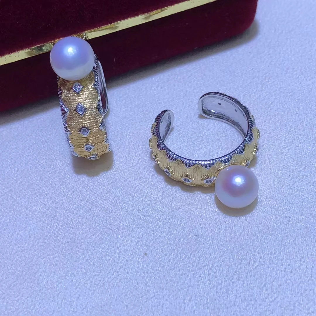 

Великолепное регулируемое кольцо из стерлингового серебра 925 пробы, настройки, крепления, аксессуары, детали для жемчуга 8-9 мм, 5 шт./лот