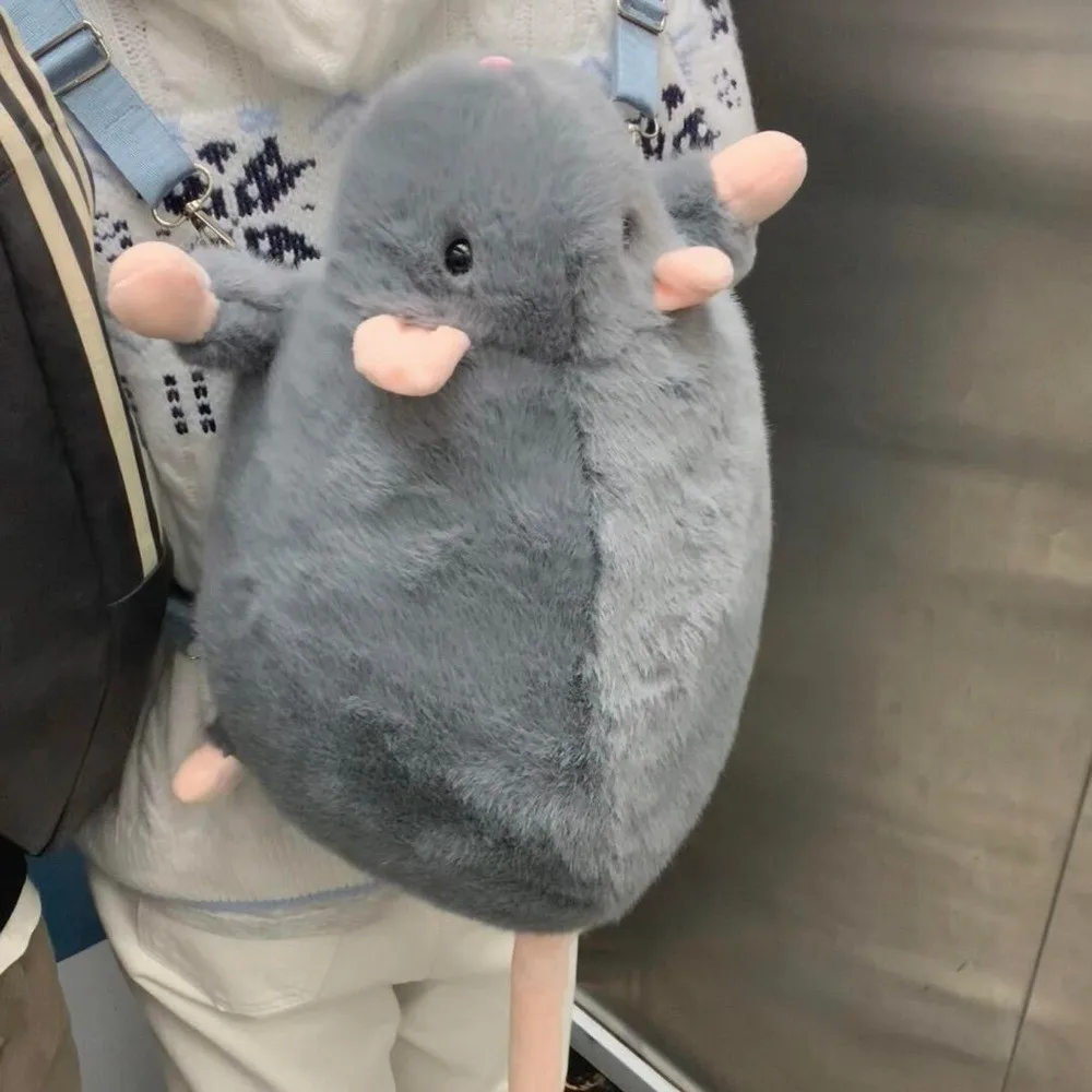 Nueva mochila de rama de flor de dibujos animados, muñeca de ratón suave y bonita, muñeca de rama de flor, muñeca de rata, mochila de ratón realista