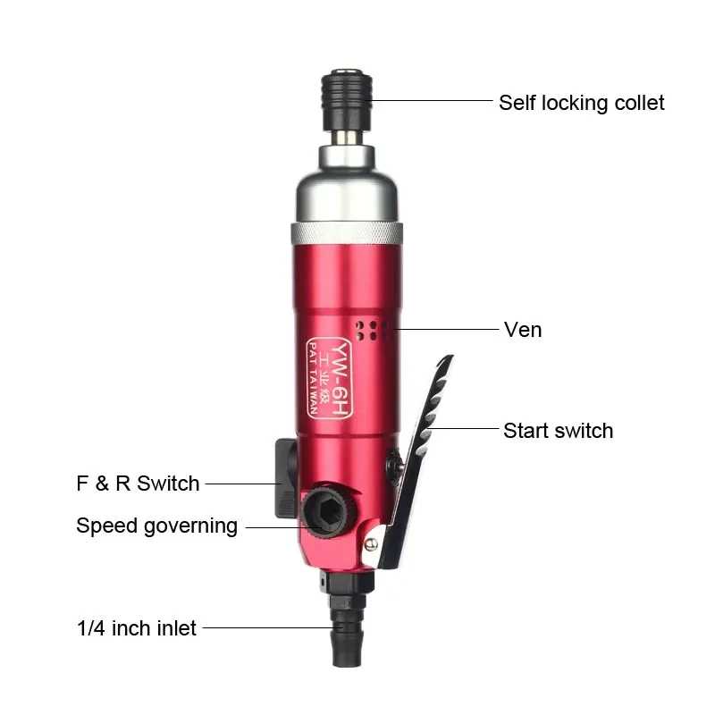 6H Pneumatic Screwdriver Professional Impact Air Screw Driver Industrial Grade Gun With Foward Reverse