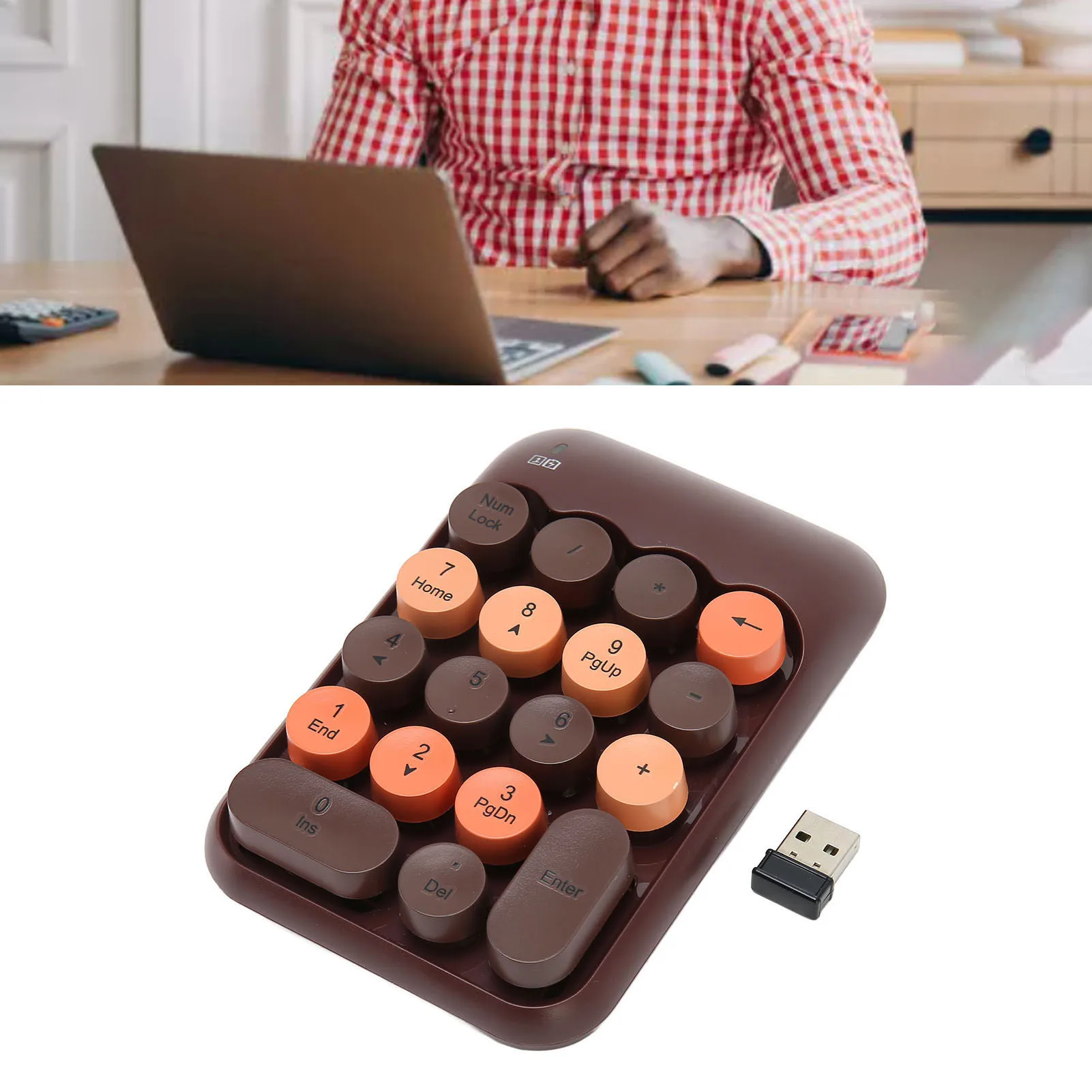 

One Hand Numeric Keypad Multifunction 2.4GHz Portable Number Keyboard Retro Color for OS X for Office for Win 8 for Windows