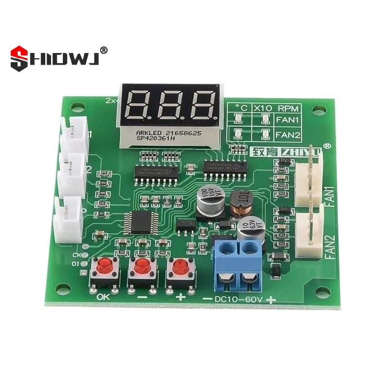 1 Set PC Fan Motor Speed Controller 4 Wire 2 Channel PWM Fan Temperature Controller LED Digital Thermostat DC 12V 24V Heat Sink