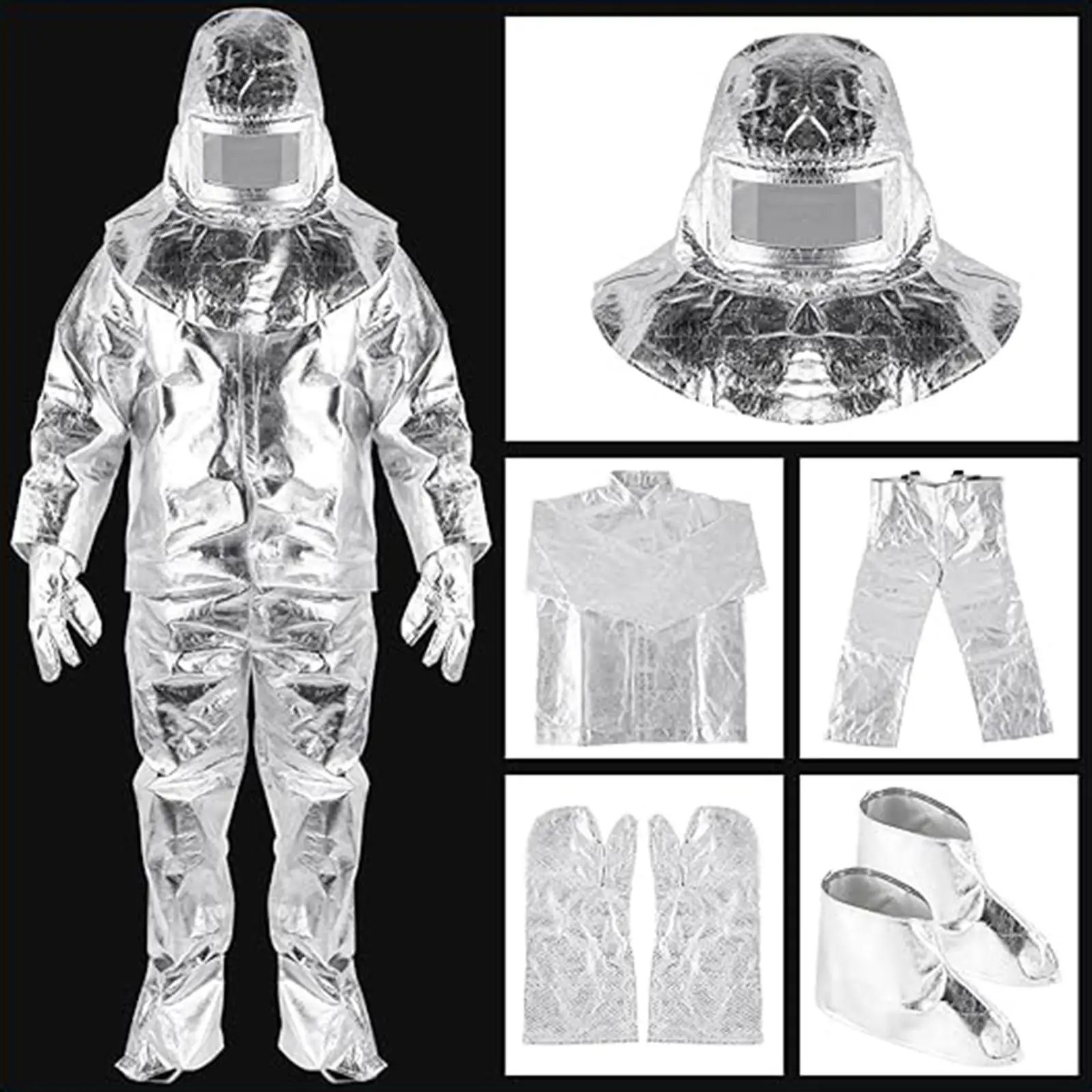 Flameproof Aluminium Foil Suit Work Clothes Composite Aluminium Foil Aluminum Foil Composite Fabric Anti Thermal Radiation Suit