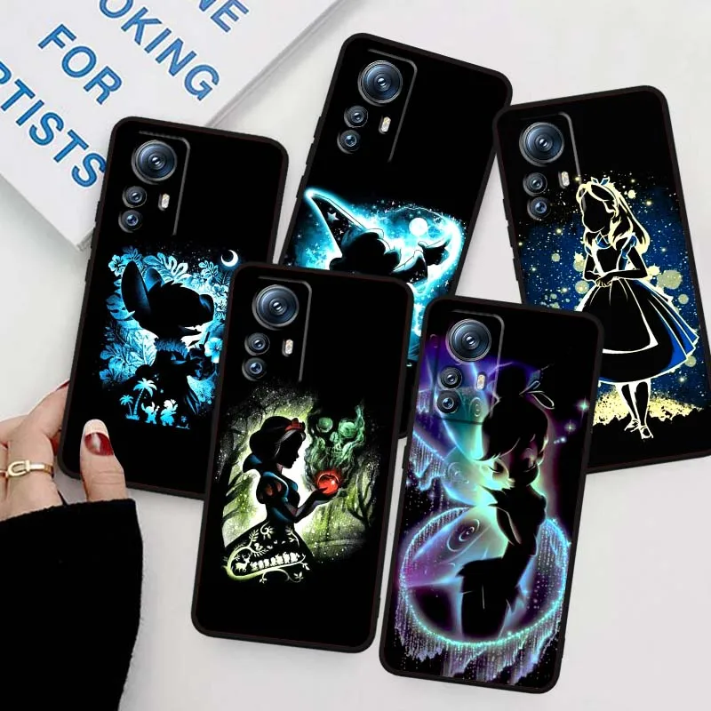

Disney Mickey Stitch Princess For Xiaomi Mi 15 14 13 13T 12 12T 12S 11 11i 11T Pro Ultra Lite 5G Black Soft Cover