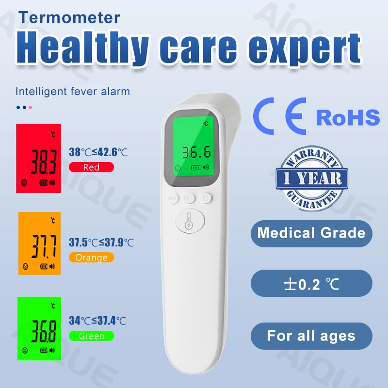 AiQUE Infrared Thermometer Forehead ℃/℉ Digital LCD Body Fa's't Measure Kids Adult Fever IR Children Non-Contact Termometro