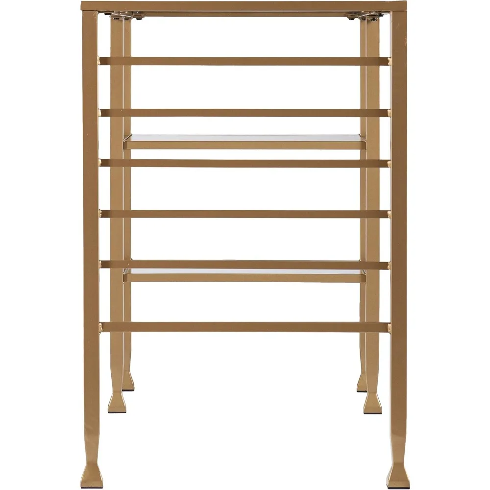 Furniture Gold Metal/Glass Writing Desk, Soft Gold