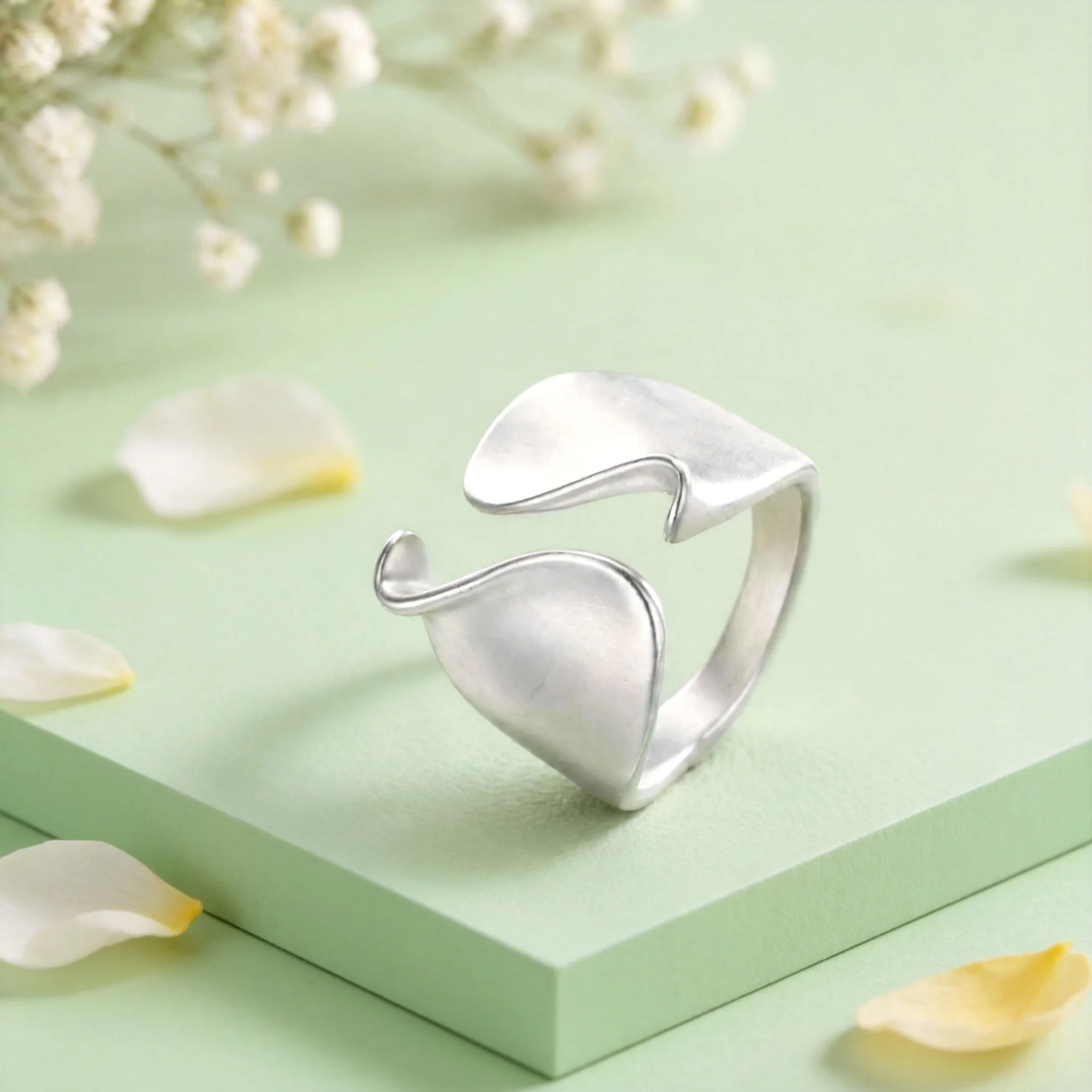 Silver Color Finger Ring For Women Frosting Geometry Rings Jewelry Adjustable Vintage Trendy Wide Ring For Party Birthday Gift